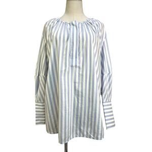 Everlane The Silky Cotton Balloon Sleeve Top Blue